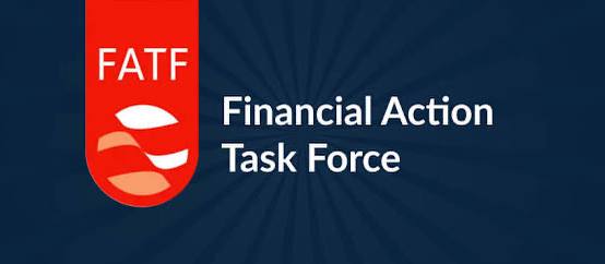 The image displays the logo of the Financial Action Task Force (FATF) on a dark blue background, featuring its distinctive red shield emblem. This relates to the post by visually identifying the organization issuing the alert about cryptocurrency anti-money laundering enforcement.