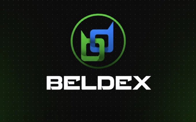 The BELDEX logo featuring a stylized green and blue interlocking symbol inside a circle on a dark green background.