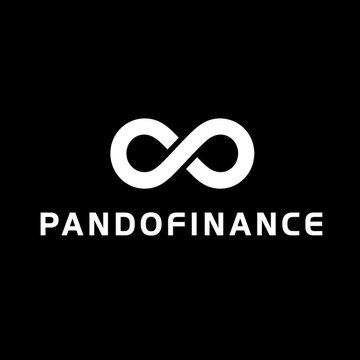 The image displays the PandoFinance logo—a stylized white infinity symbol above the brand name "PANDOFINANCE" on a black background. It relates to the post by serving as the visual identity of the company announcing its Solana ETF listing on the Hong Kong Stock Exchange.