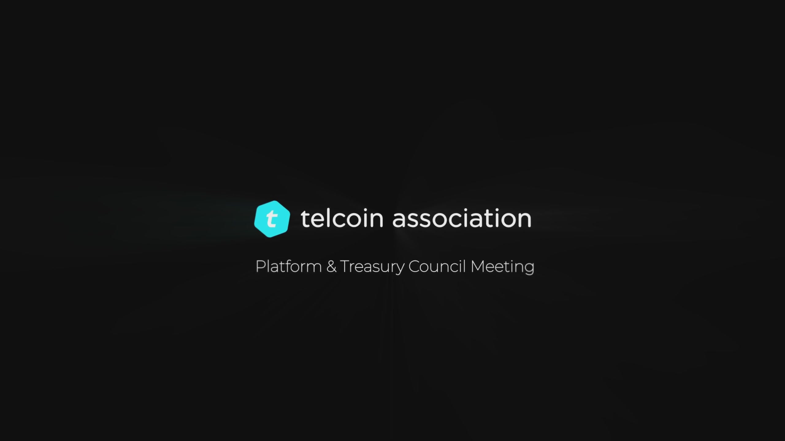 The image features a black background with white text that reads "Telcoin Association Platform & Treasury Council Meeting". This text is positioned centrally within the frame, making it the main focus of the image. The overall layout suggests that this could be an advertisement or promotional material for a conference related to cryptocurrency and financial technology.