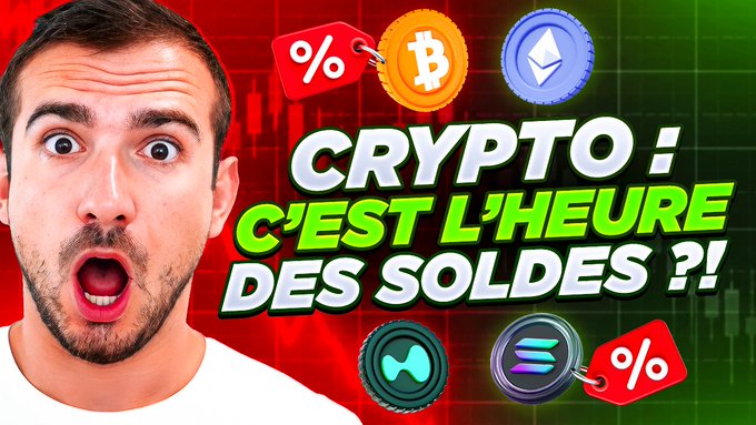The image features a man with an open mouth, possibly surprised or excited about something related to cryptocurrency. The background of the image has various symbols associated with different cryptocurrencies such as Bitcoin, Etherium, Ripple, and others. These symbols are scattered around the image in different sizes and colors, creating a visually interesting scene that could be related to the post's content.