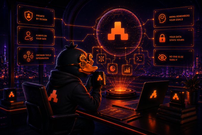 The image features an animated character wearing a black hoodie sitting at a desk surrounded by multiple laptops. The character appears to be working or studying, as there are several books placed around them. The background of the image shows a cityscape with buildings and neon lights, creating a futuristic atmosphere. The post about the ARCTERMINAL community is displayed in the bottom right corner of the image.