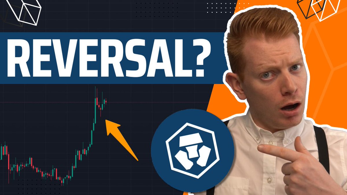 A YouTube thumbnail featuring a man pointing at a candlestick chart with a "REVERSAL?" banner and a CRO crypto logo, highlighting the weekly RSI matching 2022 bottom levels to discuss whether the rally has more upside.