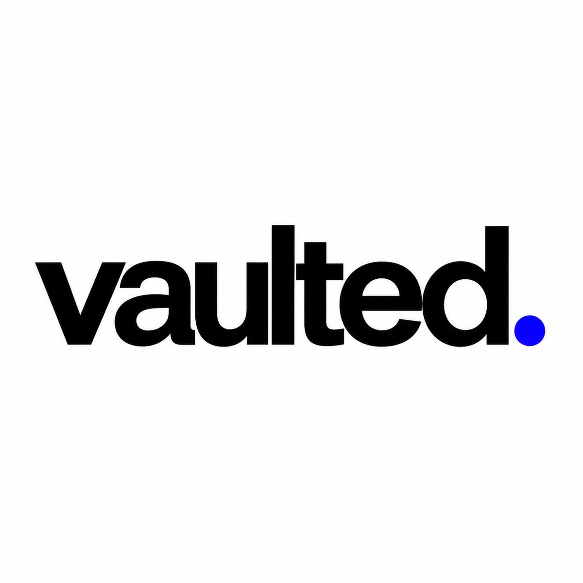 The vaulted. logo is displayed in bold black lowercase text with a blue period at the end on a white background.