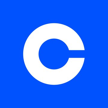 A white stylized letter 'C' logo on a solid blue background, representing the Coinbase app.