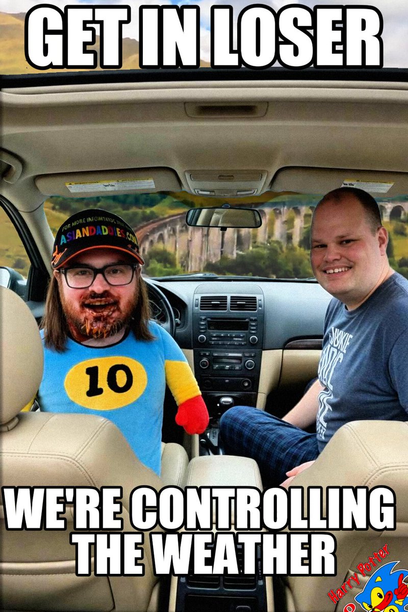 The image features two men sitting inside a car, with one man wearing a funny hat and the other wearing glasses. The caption of the image reads "Get In Loser We're Controlling the Weather" which seems to be a humorous take on the current situation in the world due to the COVID-19 pandemic.

The post also mentions that there is a coin worth ten dollars, possibly related to the ongoing crisis or as a form of support for those affected by it. The image has been shared and reposted multiple times, indicating its popularity among users.