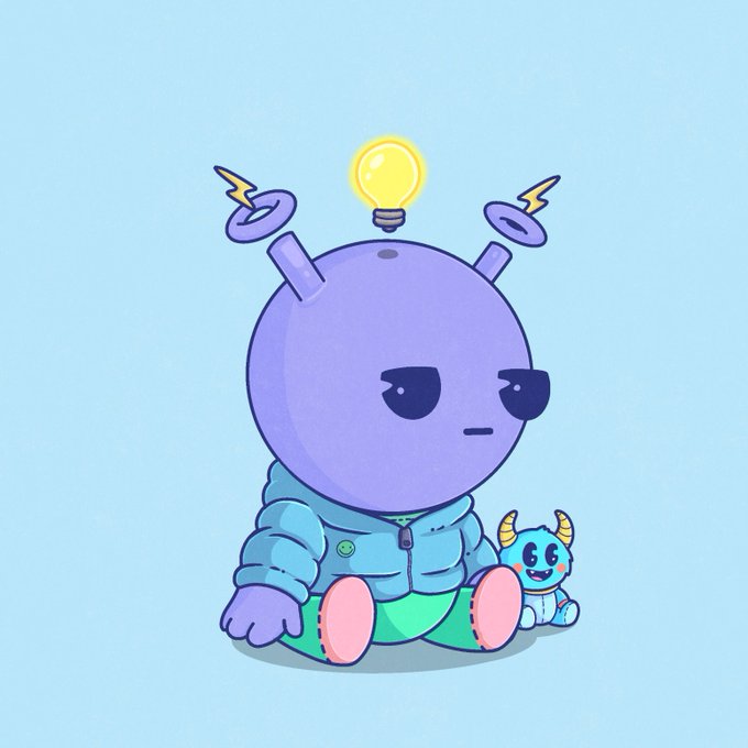 Happy birthday! This image of a cute, purple alien with a lightbulb on its head and a tiny blue monster might represent an idea or a desire for wishes, fitting the post's birthday theme.