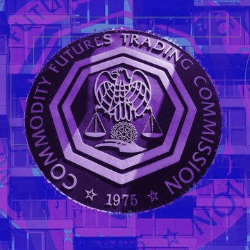 The image shows the official seal of the Commodity Futures Trading Commission (CFTC), established in 1975, featuring scales of justice within a purple emblem. This relates to the post as the CFTC is the regulatory body at the center of the lawsuit brought by CME regarding perpetual futures trading in the U.S., with the Hyperliquid Policy Center seeking dismissal of the case.