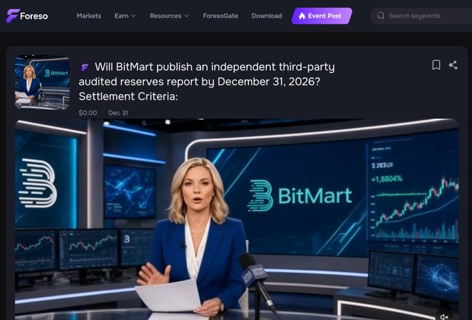 A news segment on the "BitMart situation" features a panelist with dark hair in a studio setting with a red star background, discussing the platform's troubles including frozen withdrawals, unaccounted user funds, employee complaints about unpaid wages, suspicious Chinese social media activity, and the founder's claim that accounts were hacked.
