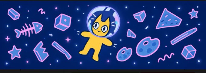 A yellow cartoon cat in a space helmet floats through a starry space scene surrounded by various floating shapes like stars, planets, and geometric objects. The whimsical illustration complements the post's mention of $PAWS, a meme coin being watched for its community momentum and potential narrative-driven growth.