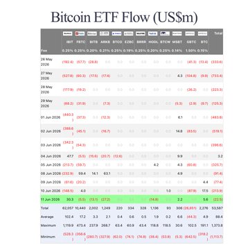 The image shows a screenshot from a website displaying Bitcoin ETF Flow (US$m) data for the past six months. The numbers show that there has been a net outflow of $22.5M, with Bitcoin being bought by clients at a cost of $30,300,000. The total amount invested in Bitcoin during this time period is $41,500,000. This information indicates some investors are turning to Bitcoin as an alternative investment option compared to traditional ETFs.