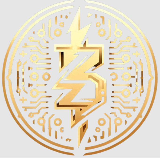 A golden emblem featuring a stylized lightning bolt intertwined with a "Z" and the letter "B," encircled by circuit board patterns, symbolizing the IBVM project's fusion of Bitcoin, zero-knowledge (ZK) rollup technology, and EVM compatibility.