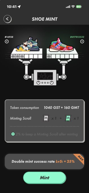 The image shows a black background with two pairs of shoes displayed, one white and one red. The text "Shoe Mint" is visible at the top of the screen, indicating that this is an app for tracking shoe purchases or inventory. The post in question seems to be about the 30th pair of shoes on the mint account.