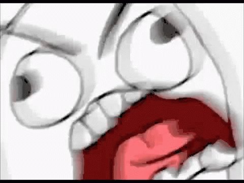 The image features a cartoon depiction of an angry face with wide eyes, open mouth, and a red tongue sticking out. The caption "Yesssss" appears below the image.