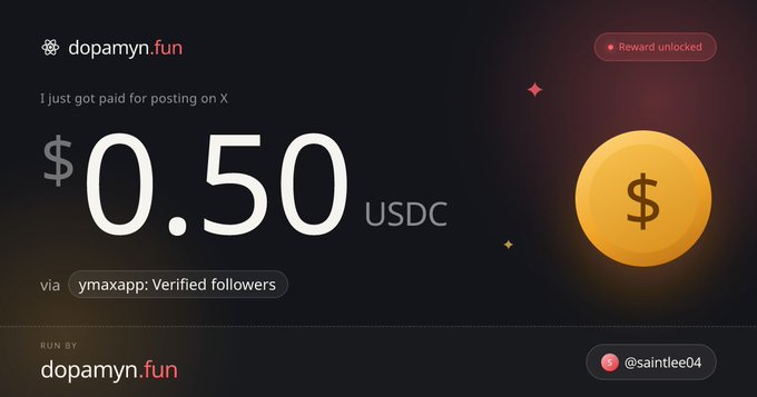 !"0.50 USDC for a few seconds of work. followed an X account."