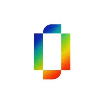 A colorful logo featuring a stylized letter 'O' or geometric design with gradient colors transitioning from blue to green to orange/red.