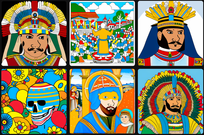 A grid of six colorful, cartoon-style illustrations depicting stylized figures, kings, a crowd scene, a skull, and a saint, likely representing characters or artwork from the Anonthology NFT collection referenced in the post promoting the $WOJAK token and the OG Anonthology collection on OpenSea.