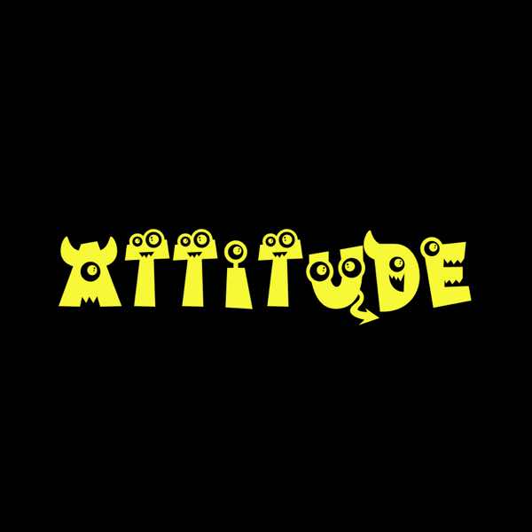 A logo graphic displaying the word "ATTITUDE" in stylized yellow letters designed to look like little monsters with eyes, set against a solid black background.