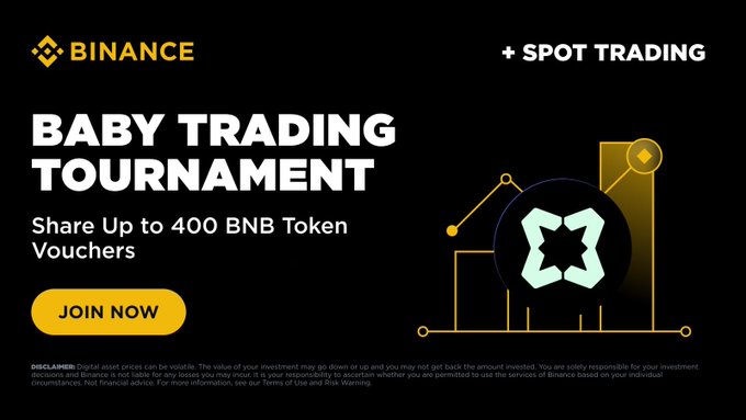 The image features a banner promoting a Bitcoin trading event. The background of the image displays the word "binance" written in large white letters, indicating that this is an event sponsored by the cryptocurrency exchange. The text on the banner states the name of the event and emphasizes its live nature with a massive pool of 400 BNB tokens for participants to trade. This type of offer likely attracts traders who are looking to gain substantial rewards from participating in such events. The image also highlights that the post has been shared 100 times, indicating the level of interest it has garnered within the Bitcoin community.