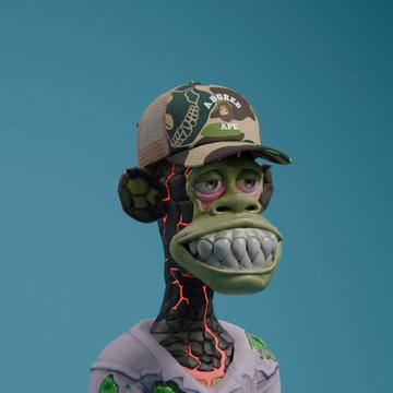 The image features a cartoon character, likely an animated monkey or gorilla, wearing a hat with a logo that reads "Ape In Bape bored ape yacht club". The character appears to be smiling and has a unique appearance due to its green skin tone and the presence of a skull design on its head.

The post is about a group called "Ape In Bape bored ape yacht club", which might be an online community or social media platform for people who share similar interests in animated characters, cartoons, or related topics. The character's appearance and the name of the post suggest that it could be a part of this community.