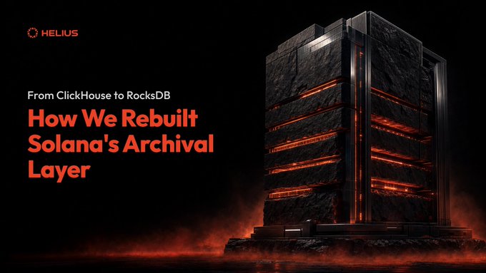 The image shows a large black server tower with orange lights on top of it. The text "How We Rebolt Solana's Archive Layer" is written above the tower. This suggests that the image might be related to a discussion or tutorial about optimizing data storage and retrieval in a distributed system, possibly using Solana as an example.