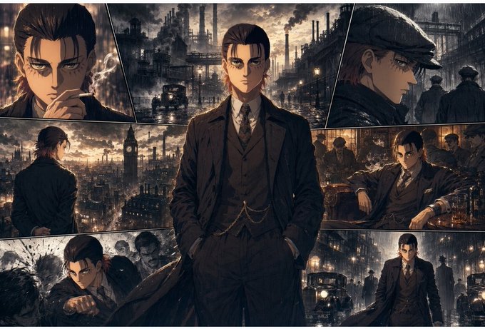 A comic-panel style illustration featuring a sharply-dressed, anime-like man in a Victorian/Edwardian setting with industrial cityscapes and Big Ben in the background, presented in a moody, sepia-toned aesthetic. The gritty, stylish imagery evokes a sense of sophisticated storytelling, fitting the post's encouragement to create original content for the $KNOTS Mindshare Season 1 contest.