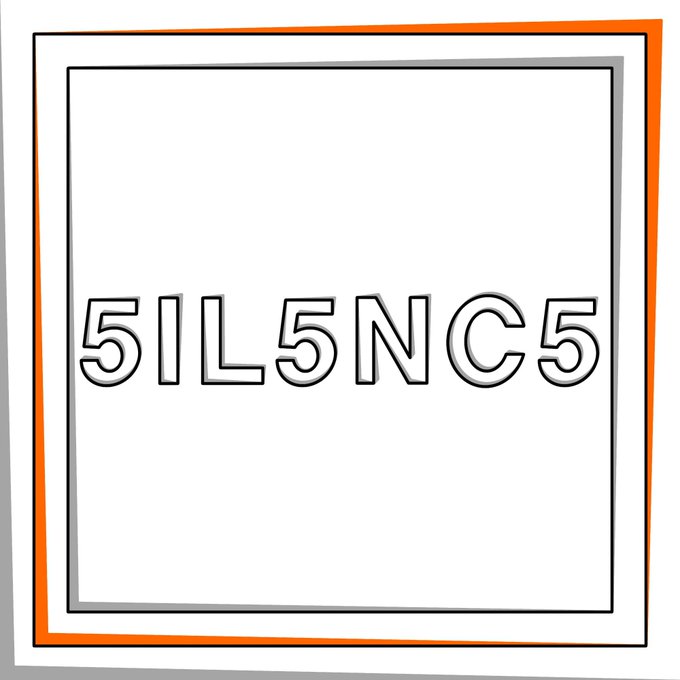 A simple white square framed in orange and gray contains the stylized text '5IL5NC5'.