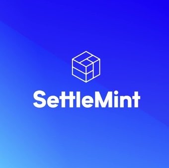 The SettleMint logo is displayed on a blue gradient background. The post announces Ripple's partnership with SettleMint to provide banks with unified tokenized asset management.