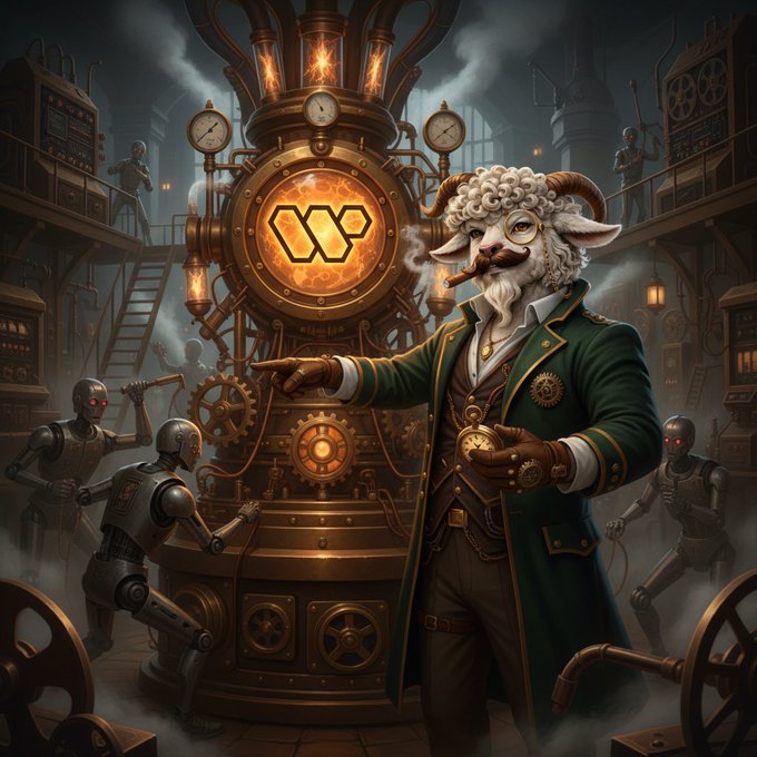The image features a man dressed as a steampunk character, possibly a mad scientist or an alchemist, standing next to a steam engine. The steam engine has a clock on its side, adding to the steampunk theme of the scene. Surrounding this central figure are several robots and other mechanical objects, suggesting that they might be part of a steampunk-themed event or convention.

The image also includes text elements related to the post about Steam Engine updates and leaderboard discussions. The man in the steampunk character costume appears to be pointing towards something on the steam engine, possibly drawing attention to an update or a new feature.
