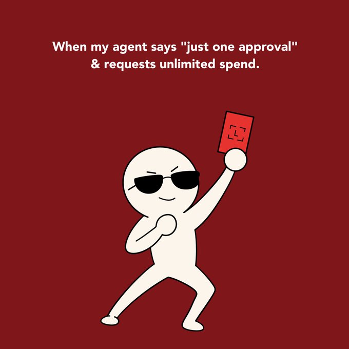 A meme featuring a cartoon character in sunglasses in a confident pose holding up a red card, captioned 'When my agent says "just one approval" & requests unlimited spend.'