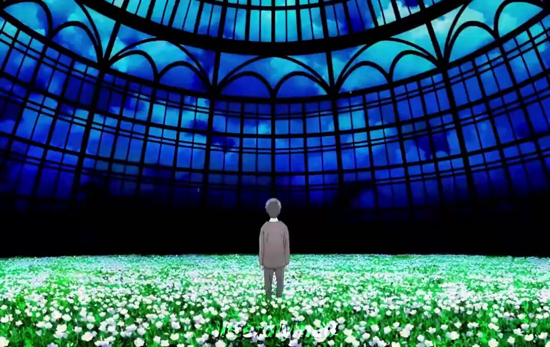 The image features a man standing alone in a field of white flowers, with a large glass dome or building behind him. The man appears to be looking out into the distance, possibly contemplating something or enjoying the view. The caption above the image reads "The wait is over. Starknet brings practical privacy to Starknet in just one click." This suggests that the man has completed his task and can now move on to other activities.