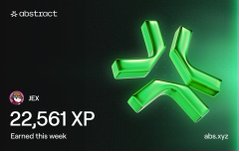 The image features a poster with a green triangle design that says "abstract" at the top. The poster also displays some text, including the number "22,560,631 XP" and "THIS WEEK @ABRS Xyz". The background of the poster is black, which contrasts with the green triangle design. The image seems to be related to a post on social media or an online platform, possibly discussing abstract concepts or ideas.