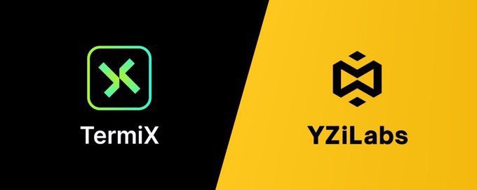 A split logo image showing 'TermiX' with a green X icon on a black background on the left, and 'YZiLabs' with a black geometric icon on a yellow background on the right.
