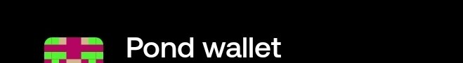 The image displays a logo for "Pond wallet" featuring a stylized wallet icon with pink and green stripes, which aligns with the post's reference to receiving INJ tokens in one's "pond wallet." The branding serves as a visual identifier for the wallet service being mentioned in the fishing-themed message.