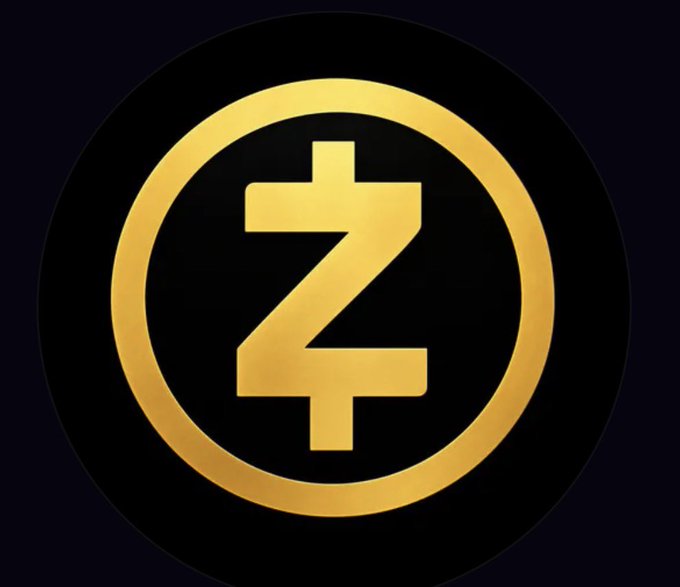 A gold Zcash (ZEC) cryptocurrency symbol.