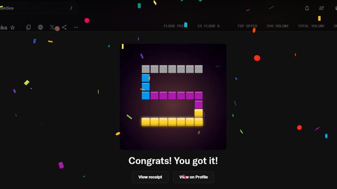 The image shows a colorful, digital game screen with a large purple letter "S" at the center surrounded by smaller letters and blocks of different colors. The background features confetti falling from the top left corner, creating a festive atmosphere around the game. The text in the image reads "Congratulations! You got it!".