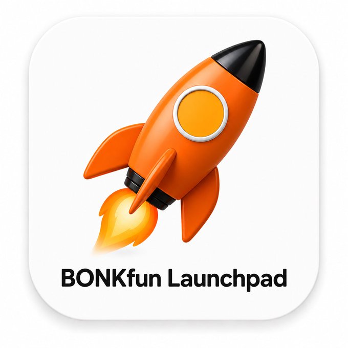 The image features a small orange rocket ship with a black nose, set against a white background. Below the rocket ship, there's text that reads "BONKNFU LUNCHPAD", which appears to be an advertisement or promotional material for a product or service related to rockets and space exploration. The focus of this post is on the rocket ship itself, while the accompanying text provides additional information about the product being advertised.