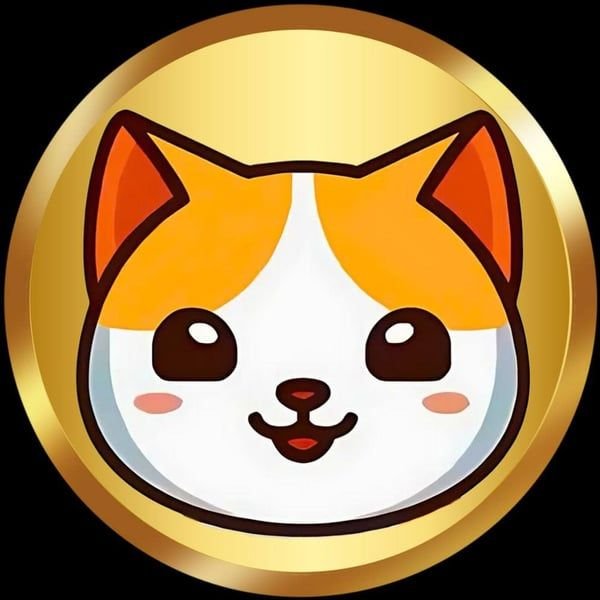 A circular gold-rimmed logo featuring a cute cartoon Shiba Inu dog face with orange and white coloring.