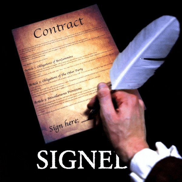The image shows a person's hand holding a feather quill pen over a piece of paper with the word "Signal" written on it, suggesting that they are signing or writing something important. The text in the image reads "engagement farming at $50 per conversion doesn't add up without viewership numbers". This implies that the person is signing an agreement related to farming and the cost of engagement farming, which has been a topic of discussion among viewers.

The post also mentions that there are no viewers for this particular post, indicating that it might not have attracted much attention or interest from the audience. The image seems to be focused on the act of signing a document rather than discussing the content of the agreement itself.
