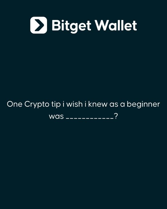 A dark promotional graphic for "Bitget Wallet" features the text "One Crypto tip i wish i knew as a beginner was _________________?"