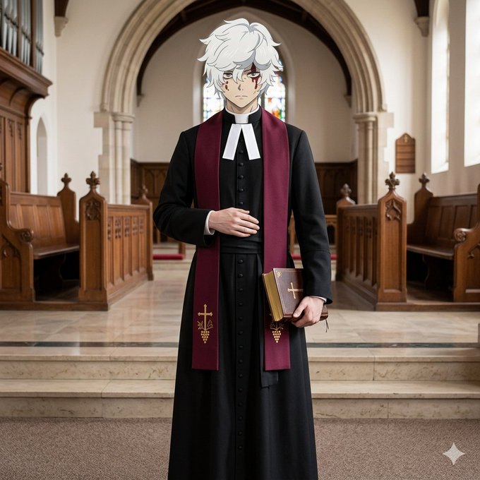 The image features a man dressed as a priest, standing in front of a church with a book in his hand. He appears to be posing for a photo or participating in an event related to the church. The caption "GM CT the Win is closer than you think." suggests that there might be some confusion about the actual distance between the photographer and the subject. This could be due to the angle of the shot, lighting conditions, or other factors affecting visibility.