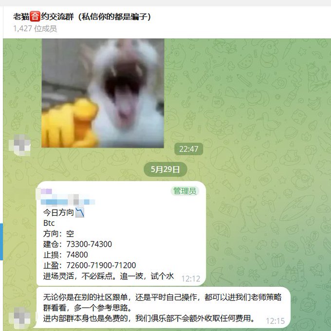 The image shows a message posted on an account titled "Brother Cat" in Chinese with some text. One of the texts appears to be a screenshot or a picture, possibly indicating that there's a video playing or a photo displayed on the screen. The main content of this message is about a cat being hungry and how its owner can use Bitcoin to purchase food for it from an online store. There are also numbers associated with the image, but they do not provide any useful information related to the conversation or the post's topic.