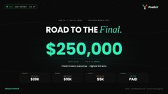 Promotional graphic for a poker tournament titled 'Road to the Final' with a $250,000 prize pool, showing buy-in tiers of $20K, $10K, $5K, and a PAID option.