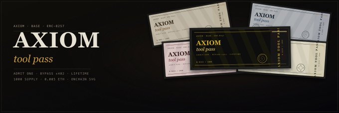 The image features a black background with white text that reads "AXiom ToolPass". Below this, there are four tickets displayed, each with different colors - white, light blue, dark blue, and gray. The tickets appear to be for a concert or event, as they have varying designs and colors.
