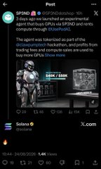 A social media post from SP3ND shop discussing GPAs, SP3ND, and Solana, mentioning a successful Microbot transaction and referencing @BlazePool and @Slerf_Shop with 13.1K views.