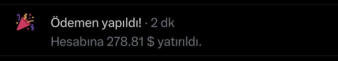 A payment notification in Turkish reading "Ödemen yapıldı! · 2 dk Hesabına 278.81 $ yatırıldı." (Payment completed! 2 min ago, $278.81 deposited to account) is displayed on a dark screen, corresponding to the user's screenshot showing a $278.81 deposit—below the $1000 price target they argue TRC20 (Tron) needs to reach.