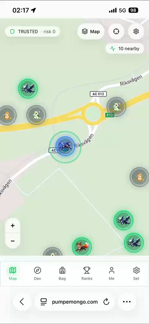 The image shows a map of a park with various points marked, including one that says "31nzxEDSD6ZMyryJYxtNP2eCmErjoC2PKe1i6iUBpump". The map is displayed on an iPhone screen and there are several other maps in the background. A post has been shared about a bounty hunt for Pokémon, with details such as "First bounty completed. Winner - 1 sol bounty." The image also contains text that says "Focus on what is in the image and how it relates to the post".