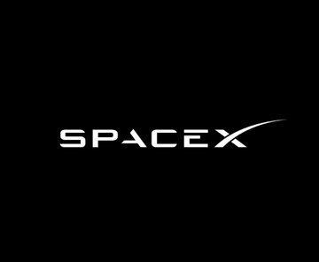 The SpaceX logo in white text on a black background.