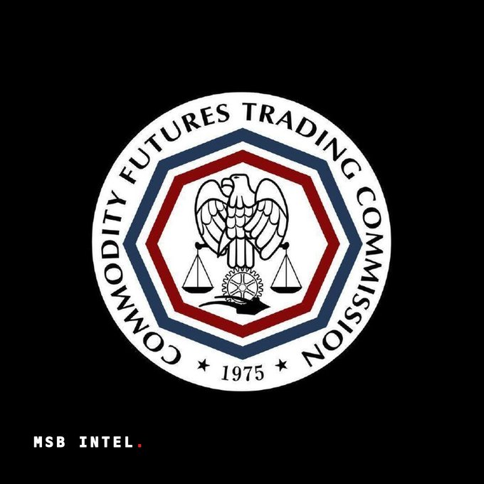 The official seal of the U.S. Commodity Futures Trading Commission (CFTC) on a black background, with 'MSB INTEL.' watermark at the bottom.
