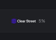 A dark interface displays 'Clear Street' with '5%' next to a blue stacked-lines icon.